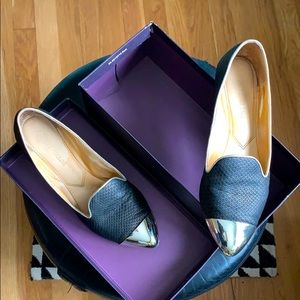 ENZO Leather Smoking Flats